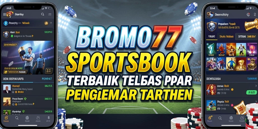 Screenshot utama BROMO77 menampilkan antarmuka aplikasi Sportsbook yang intuitif.