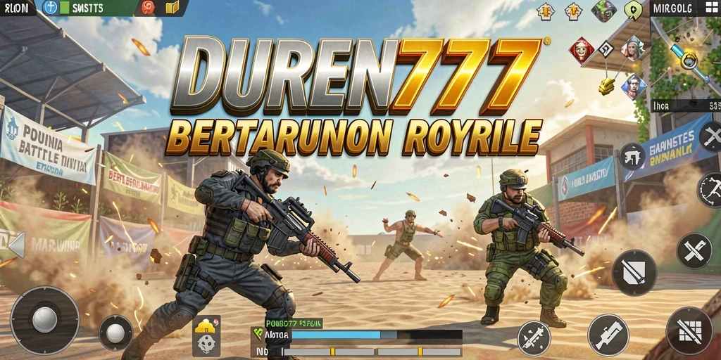 Tampilan gameplay DUREN777 menunjukkan pertarungan antara pemain di arena.