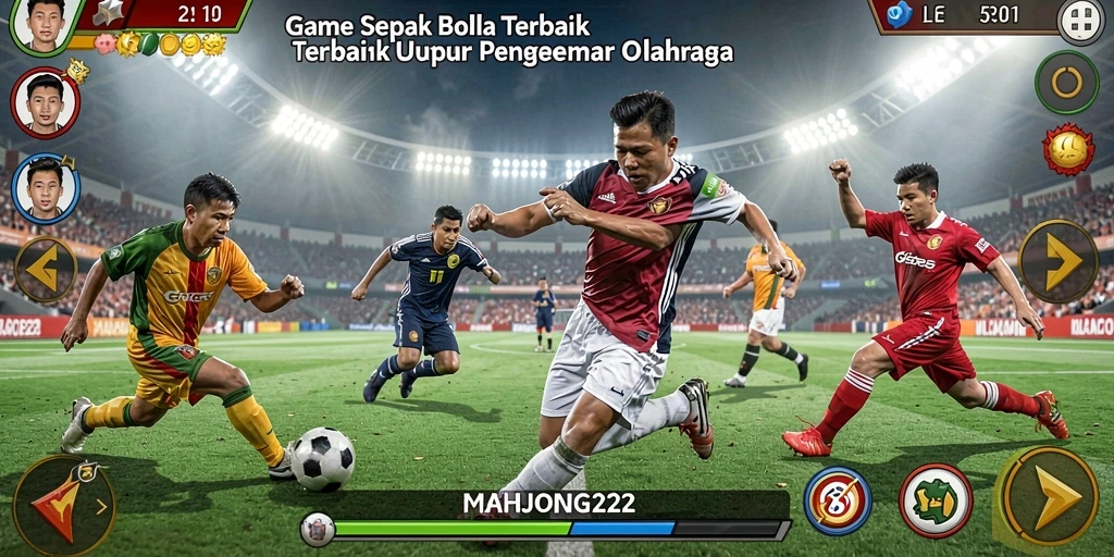 Tampilan gameplay seru dalam MAHJONG222 yang penuh aksi sepak bola.