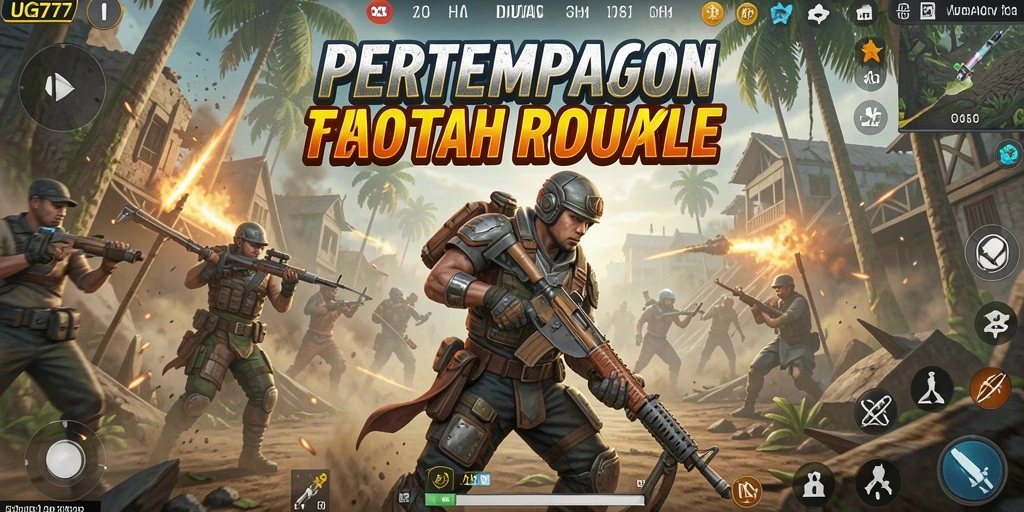 Tampilan gameplay action-packed UG777 di arena Battle Royale.